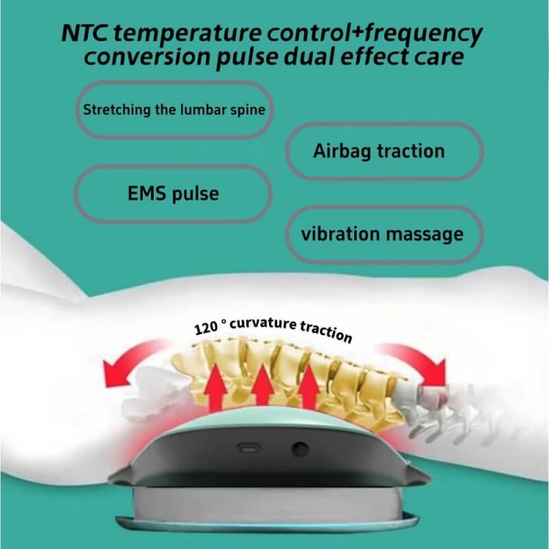 Lumbar Spine Traction Massager, Inflatable Vibrating Lumbar Massager with Heating and Stretching Back Device,back Massager