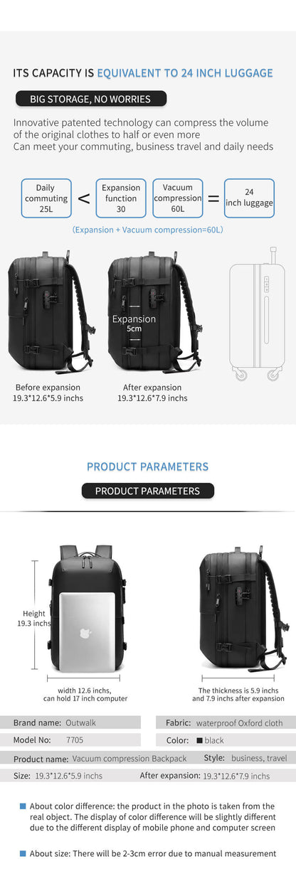 Large Capacity Vacuum Waterproof Travel Backpack